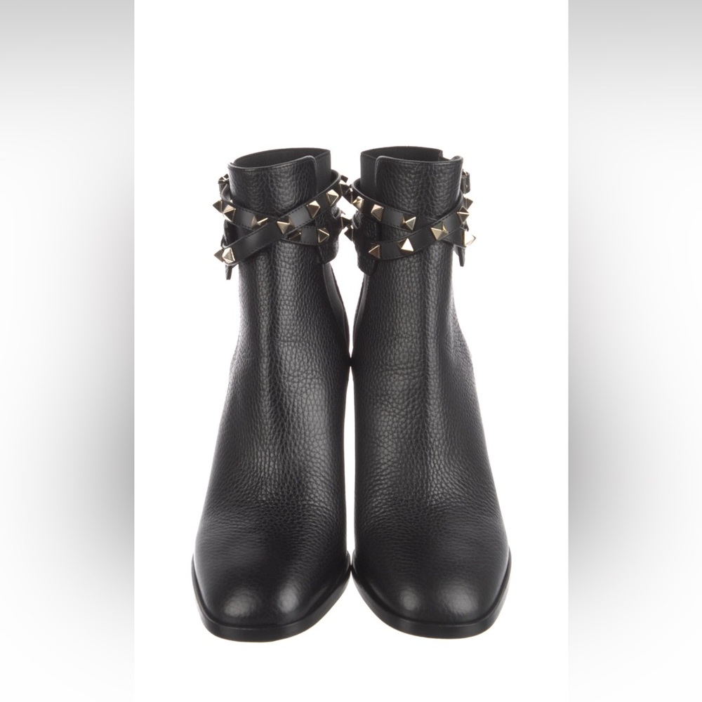 Valentino Garavani Black Leather Studded Booties